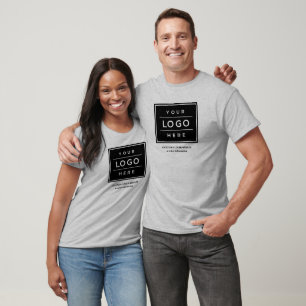 Grey Business Logo Company Name Staff T-Shirt