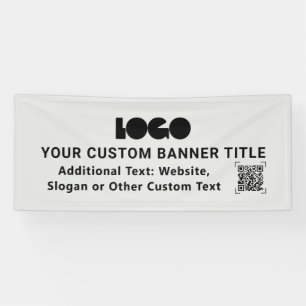 Grey Business Logo Company QR Promo Custom 2,5x6 Banner