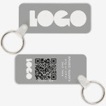 Grey Business Logo & QR Code, Company  Horizontal Key Ring<br><div class="desc">Personalised light and waterproof Logo Keychains with a simple minimal design. Add your URL to create QR Code,  logo and text.</div>