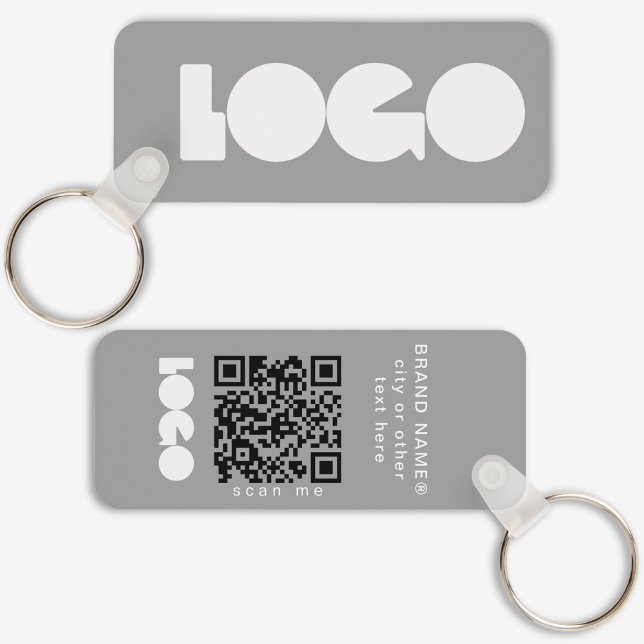 Grey Business Logo & QR Code, Company  Horizontal Key Ring (Creator Uploaded)