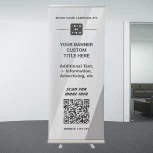Grey Business Logo QR code Company Simple Custom Retractable Banner