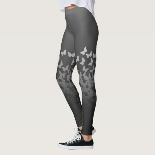 Grey butterflies, cute insects steel graphite bugs leggings
