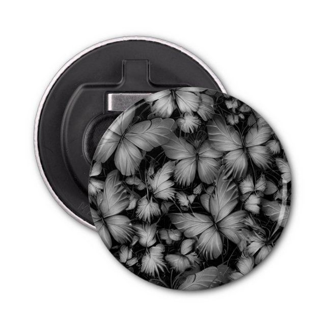 Grey Butterflies Print Bottle Opener (Front)