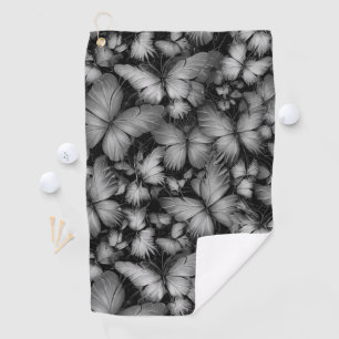 Grey Butterflies Print Golf Towel