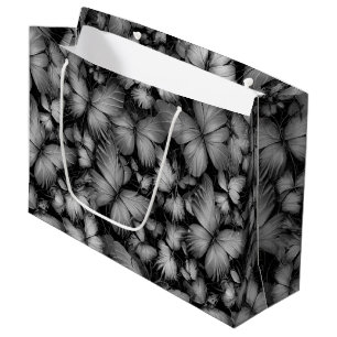 Grey Butterflies Print Large Gift Bag
