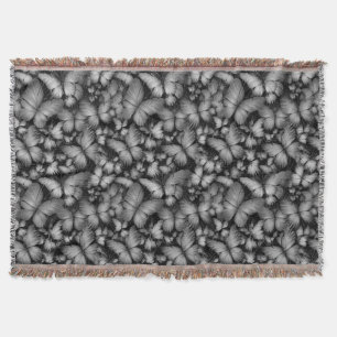 Grey Butterflies Print Throw Blanket