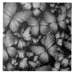 Grey Butterflies Print Tile