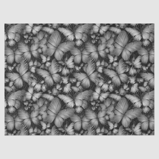 Grey Butterflies Print Tissue Paper (Front)