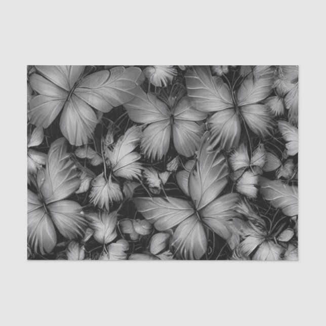 Grey Butterflies Print Tissue Paper (Front)