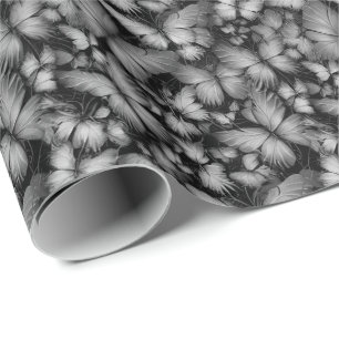 Grey Butterflies Print Wrapping Paper