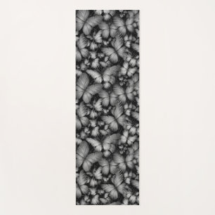 Grey Butterflies Print Yoga Mat