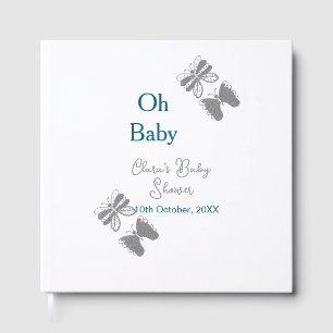 Grey butterfly blue baby shower oh baby modern ext guest book