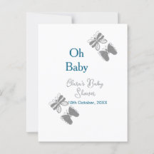 Grey butterfly blue baby shower oh baby modern ext