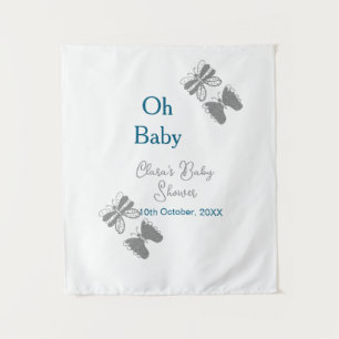 Grey butterfly blue baby shower oh baby modern ext tapestry