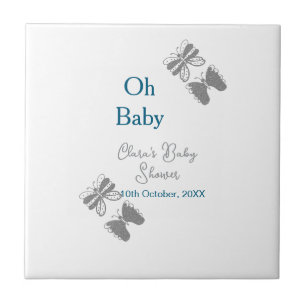 Grey butterfly blue baby shower oh baby modern ext tile