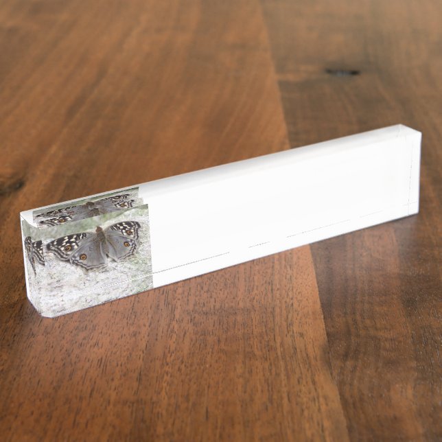 Grey Butterfly Clour Image - Desk Nameplate (Side)