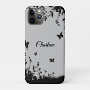 Grey Butterfly Garden Personalised iPhone 11 Pro Case
