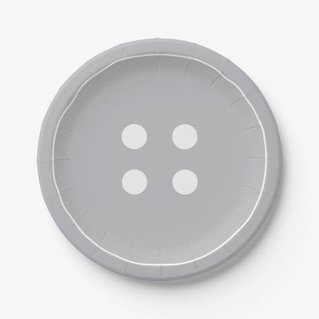 Grey Button Paper Plates (Front)