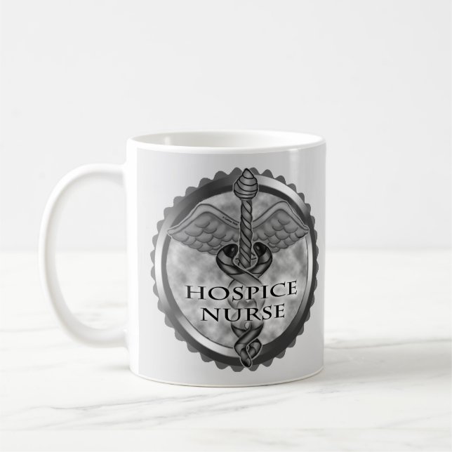 Grey caduceus Hospice Nurse Coffee Mug (Left)