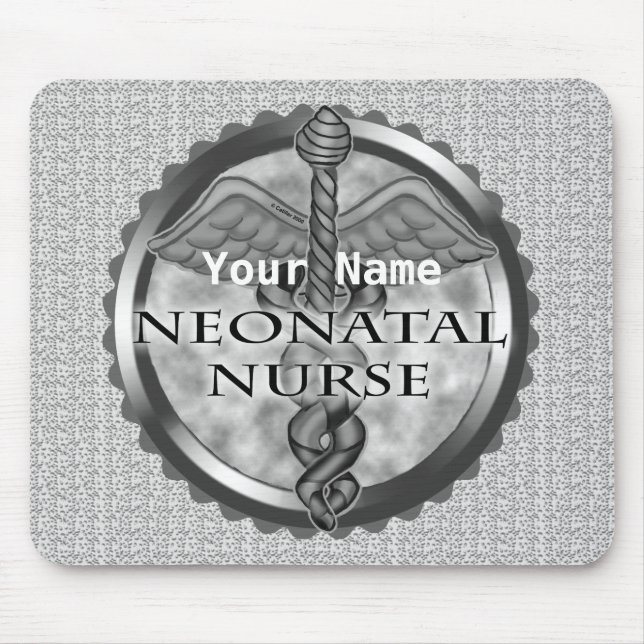 Grey caduceus Neonatal Nurse Mouse Mat (Front)