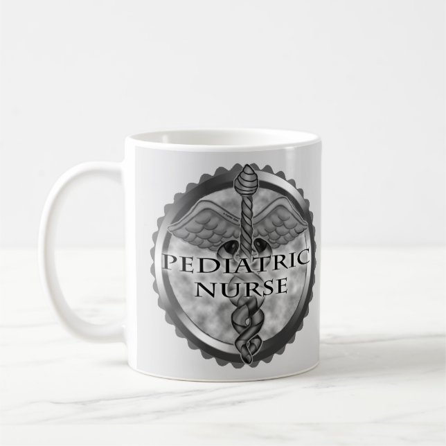 Grey caduceus Paediatrics Nurse Coffee Mug (Left)