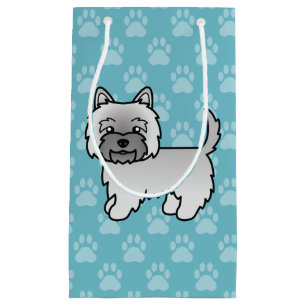 Grey Cairn Terrier Cartoon Dog Illustration Small Gift Bag