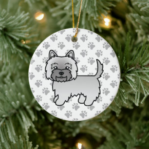 Grey Cairn Terrier Cute Cartoon Dog Ceramic Tree Decoration