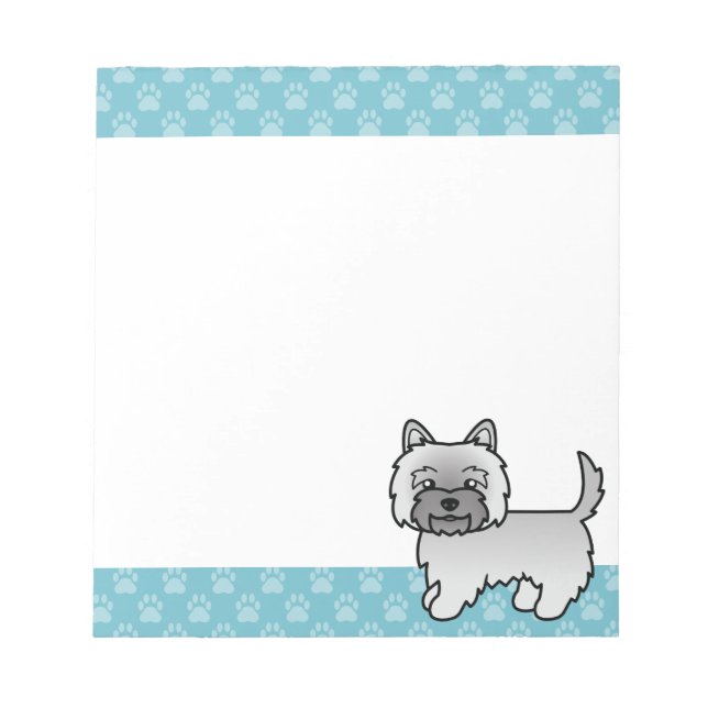 Grey Cairn Terrier Cute Cartoon Dog Illustration Notepad (Front)