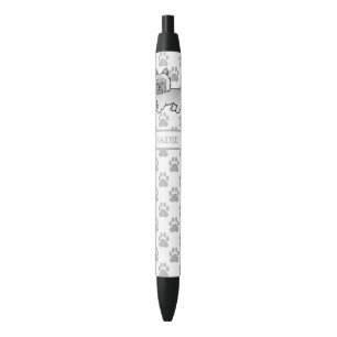Grey Cairn Terrier Cute Cartoon Dog & Name Black Ink Pen
