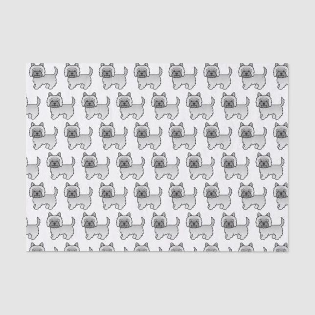 Grey Cairn Terrier Cute Cartoon Dog Pattern Tissue Paper (Front)