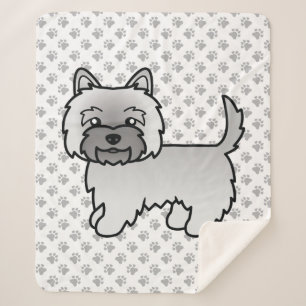 Grey Cairn Terrier Cute Cartoon Dog Sherpa Blanket