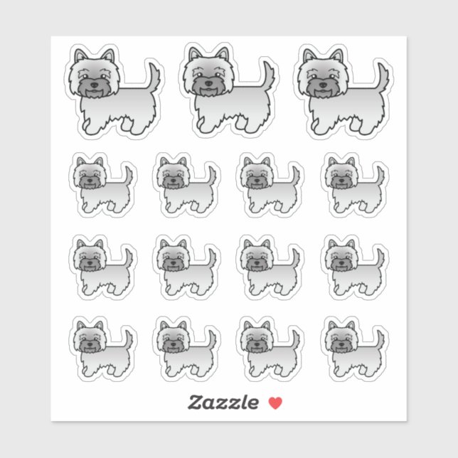 Grey Cairn Terrier Cute Cartoon Dogs (Sheet)