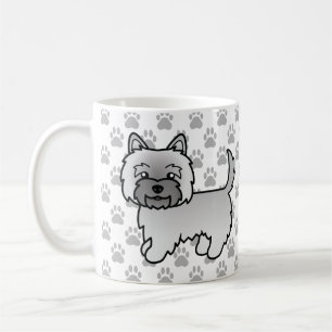 Grey Cairn Terrier Dog Illustration & Paws Coffee Mug