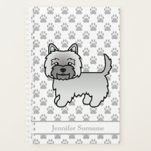 Grey Cairn Terrier Dog With Paws & Custom Name Planner