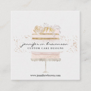 Grey cake home speciality counter service bakery square business card