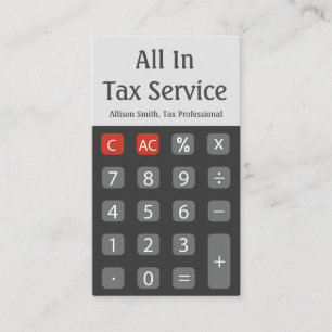 Grey Calculator Tax Service Business Card
