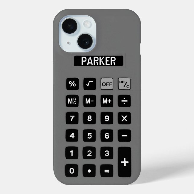 Grey Calculator with Name  Case-Mate iPhone Case (Back)