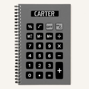 Grey Calculator with Name  Notebook