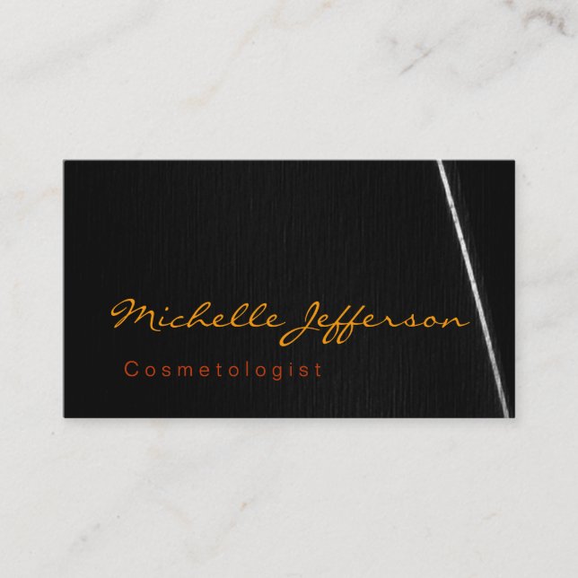 Grey Calligraphic Cosmetologist Business Card (Front)