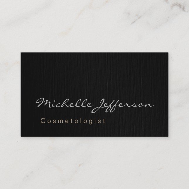 Grey Calligraphic Cosmetologist Business Card (Front)