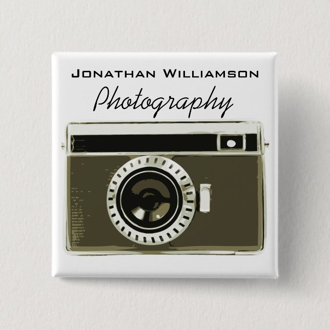 Grey Camera Photography Business 15 Cm Square Badge (Front)