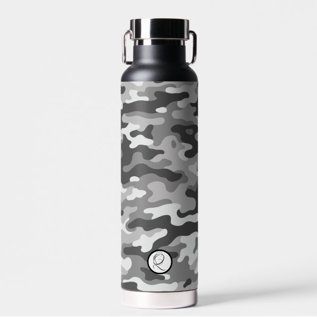 Grey Camo #1 Thor Copper Infused  Water Bottle (Front)