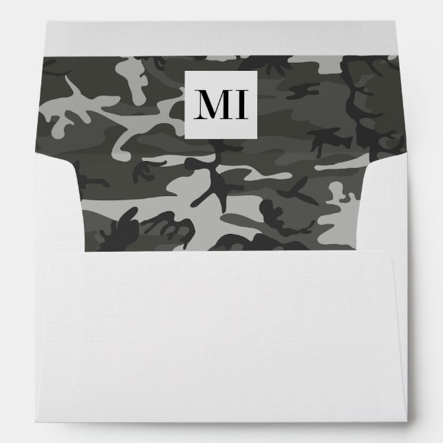 Grey Camo, Camouflage, Military, Army Envelope (Back (Bottom))