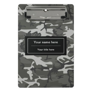 Grey Camo, Camouflage, Military, Army Mini Clipboard
