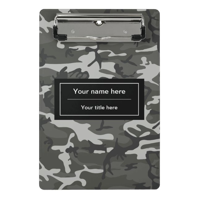 Grey Camo, Camouflage, Military, Army Mini Clipboard (Front)