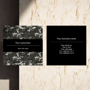Grey Camo, Camouflage, Military, Army Square Business Card