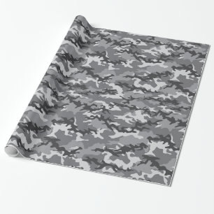 Grey Camo Camouflage Wrapping Paper