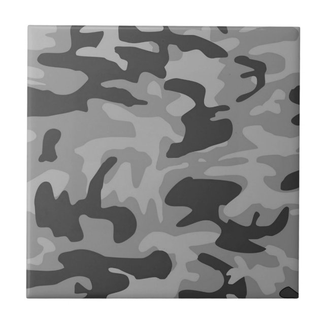 Grey Camo Grey Camouflage Pattern Tile (Front)