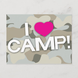 Grey Camo I LOVE CAMP! Postcard