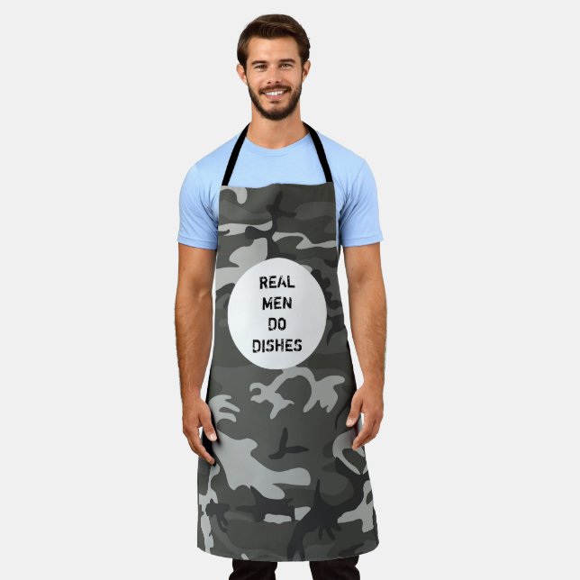 Grey Camo Military Men's Personalised Apron (Worn)